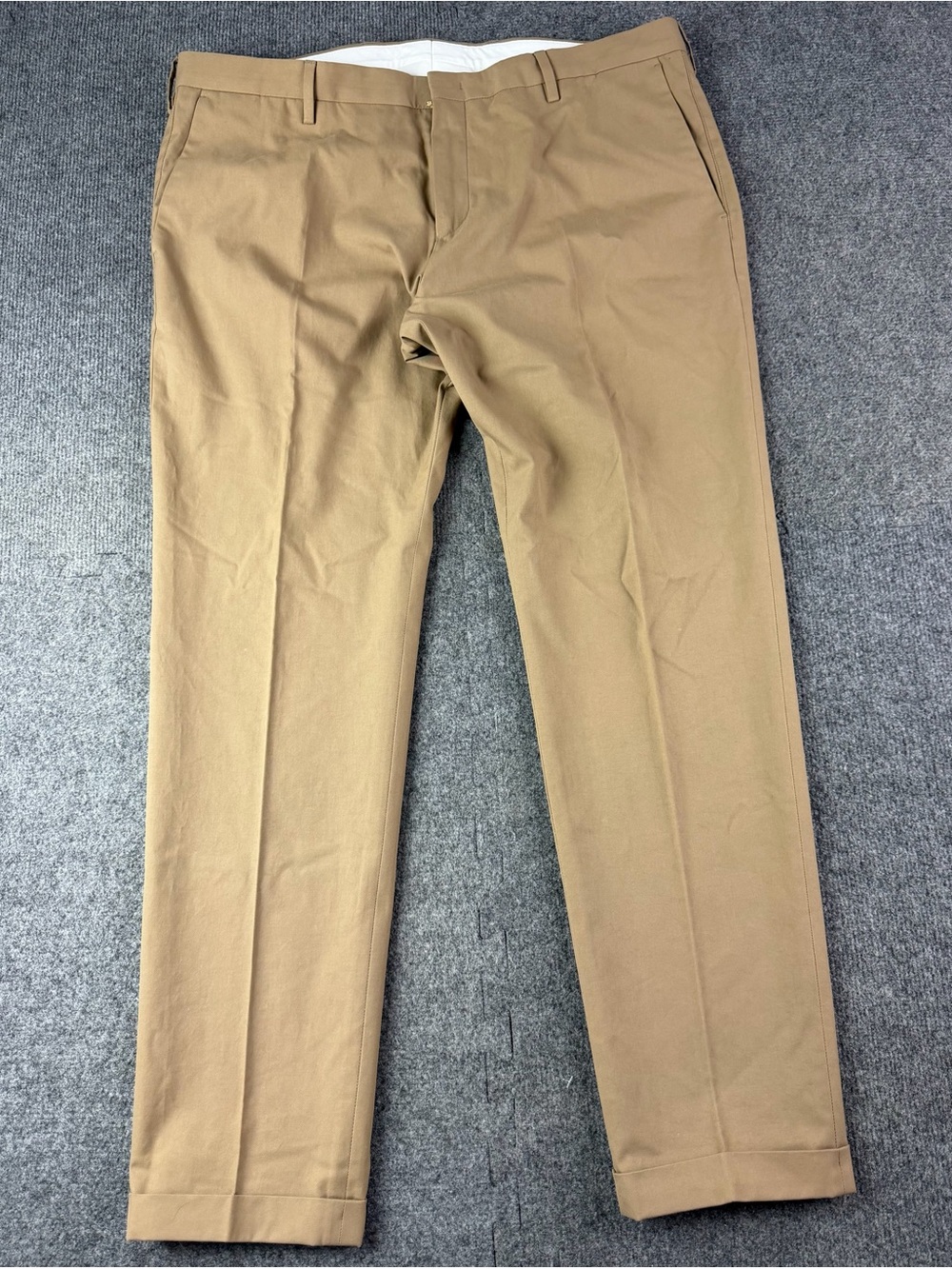 Paul Smith Mens 100% Cotton Cuffed Flat Front Pants Size 38x31 Khaki